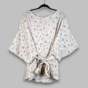 Hayden the Leslie Shirt-Dots Scoop Neck Cream Boho Blouse Size 2XL-3XL